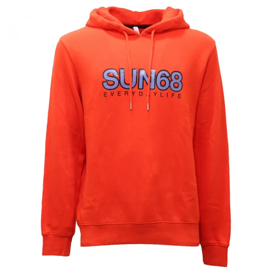 0220AI felpa uomo SUN68 men cotton sweatshirt orange
