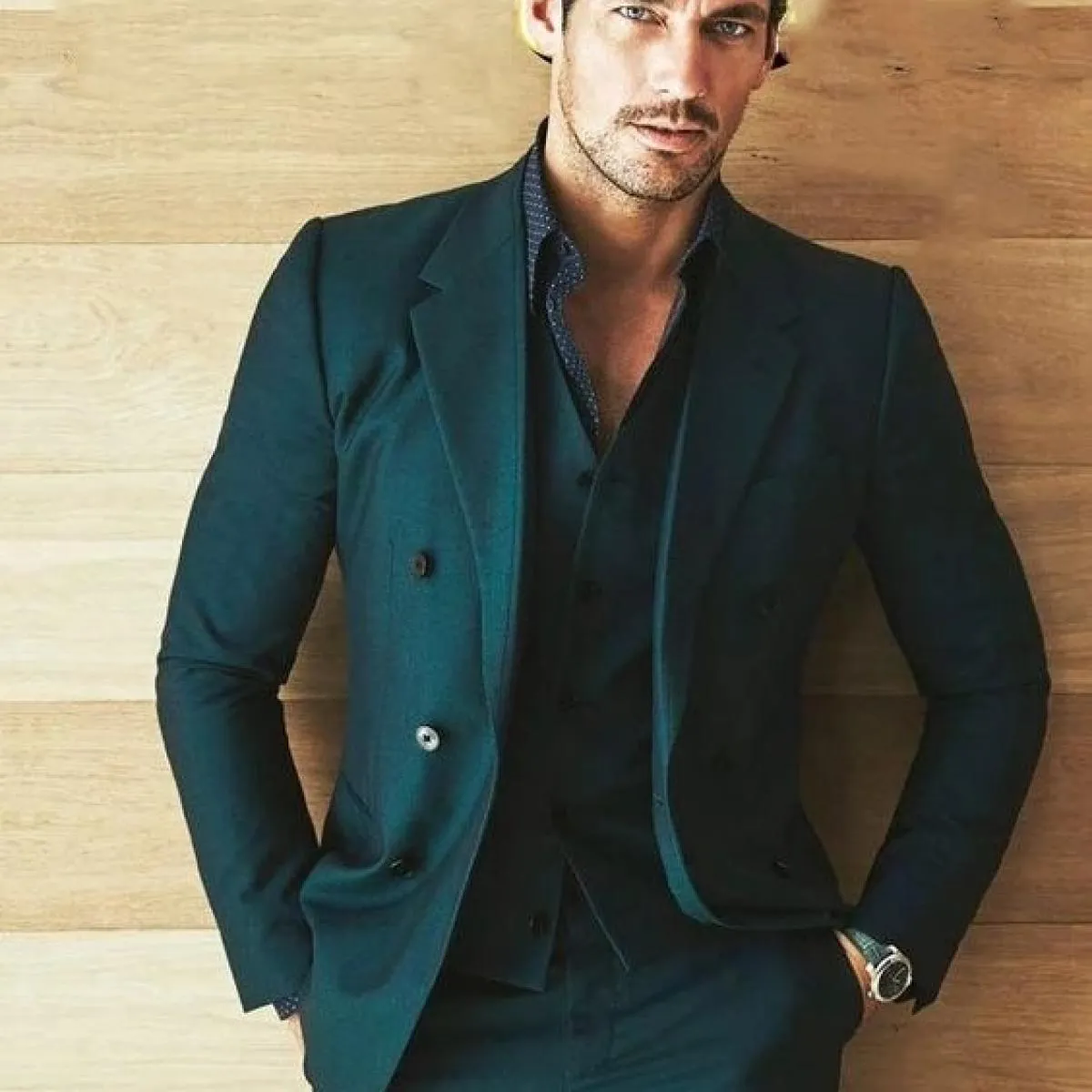 Abiti Giacca + pantaloni + gilet Abito doppiopetto Blazer verde da uomo Blazer verde Blazer da uomo