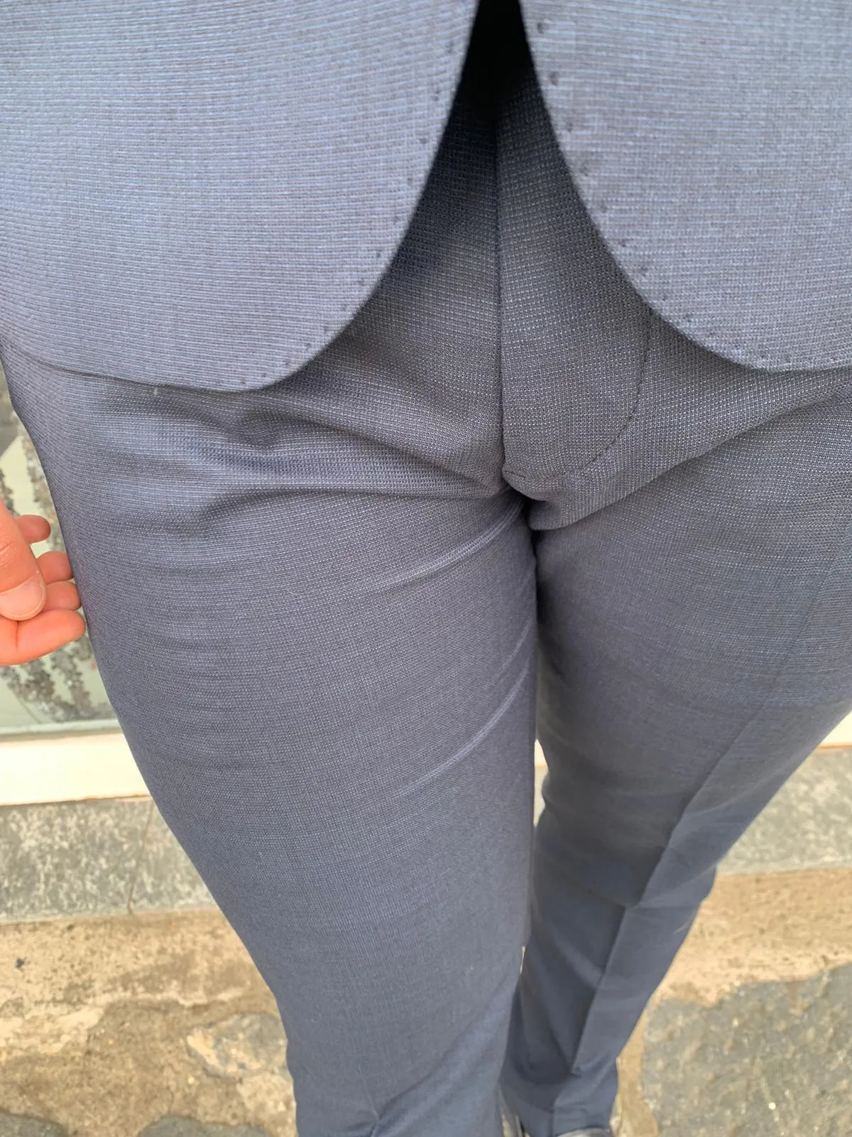 Abito completo micro quatretti  mod. Call S 17 Milanoslim fit giacca blazer tessuto leggero