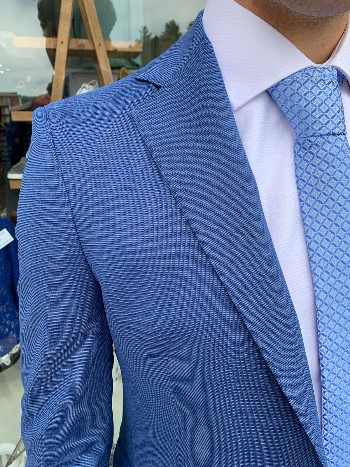 Abito completo micro quatretti  mod. Call S 17 Milanoslim fit giacca blazer tessuto leggero