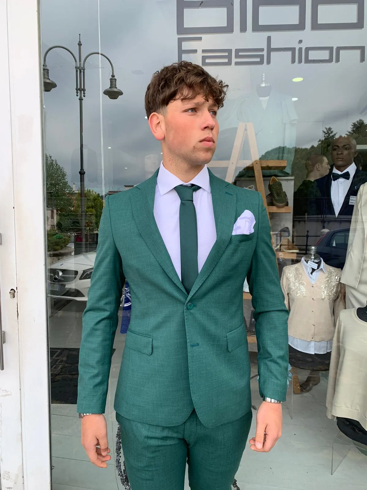 Abito completo micro quatretti  mod. Call S 17 Milanoslim fit giacca blazer tessuto leggero