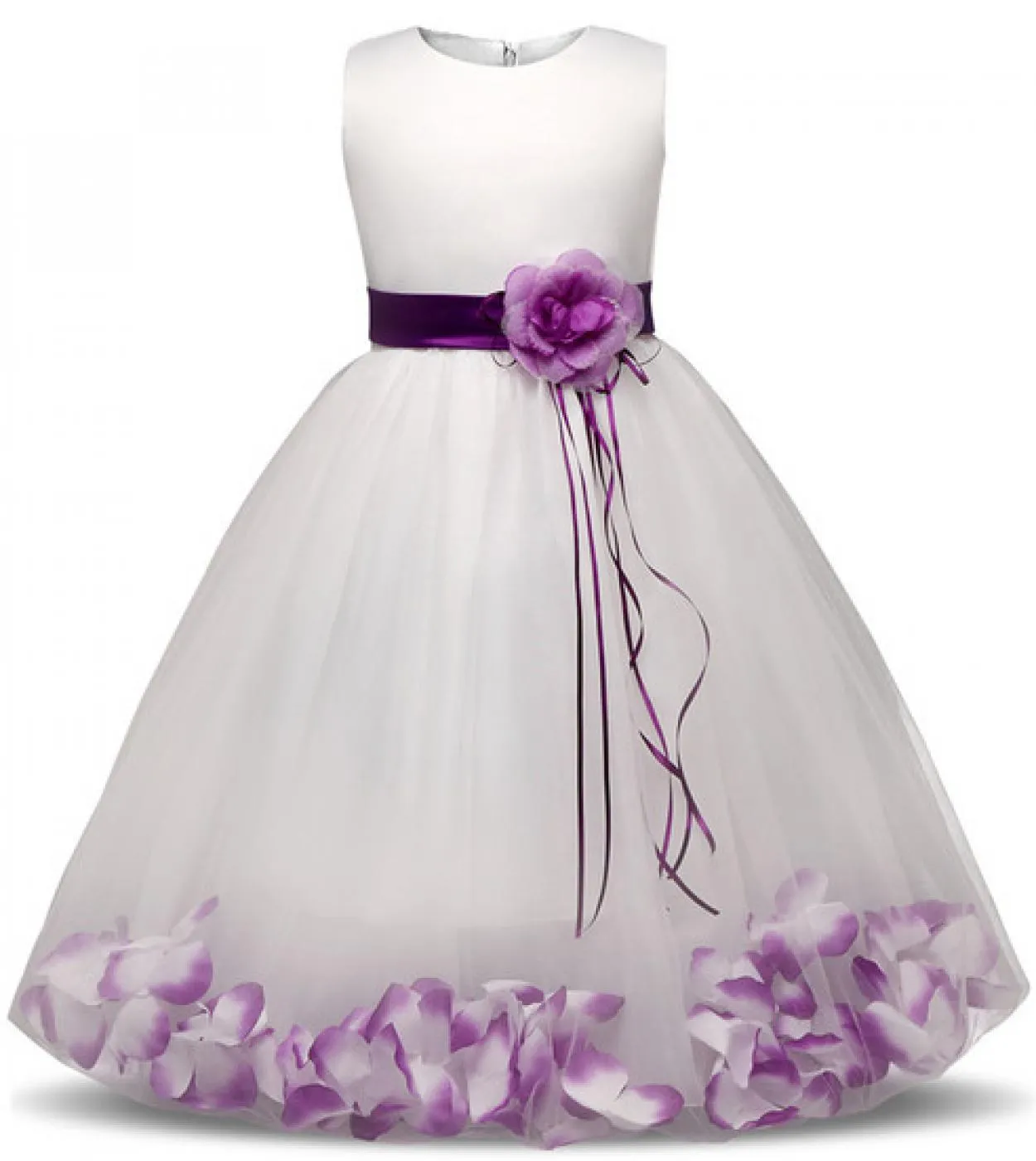 Abito da ragazza di fiori Abito da sposa per bambini Comunione Abiti da ballo per feste eleganti senza maniche in pizzo principe