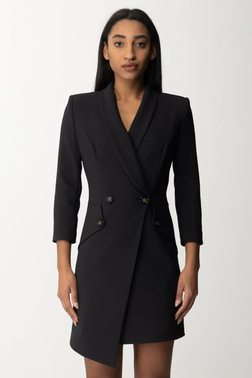 Abito doppiopetto asimmetrico in crepe stretch Nero