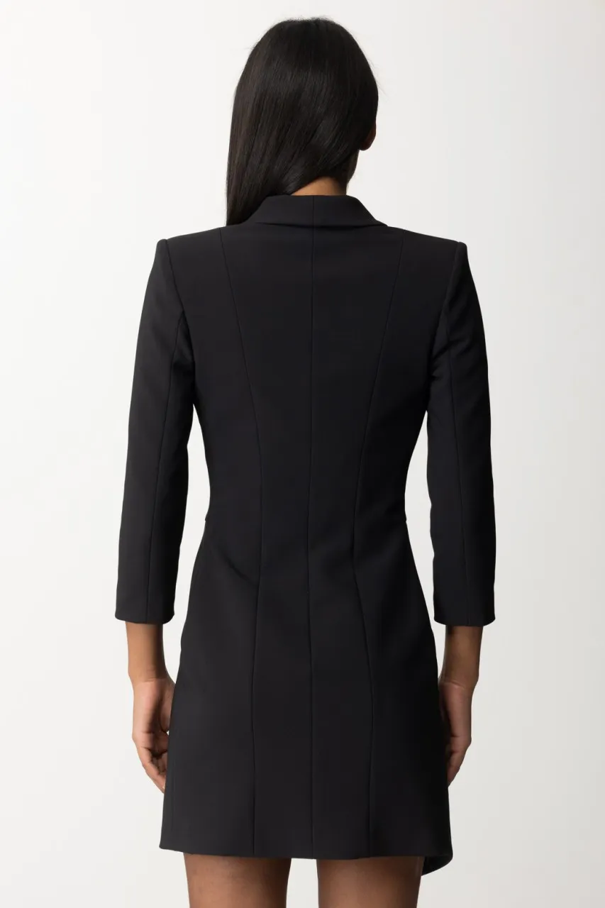 Abito doppiopetto asimmetrico in crepe stretch Nero