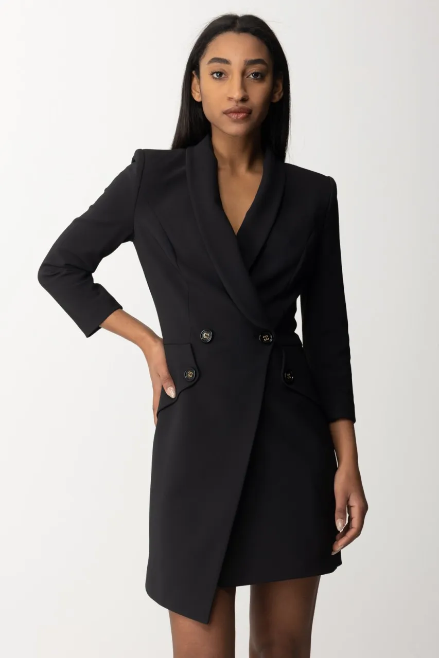 Abito doppiopetto asimmetrico in crepe stretch Nero