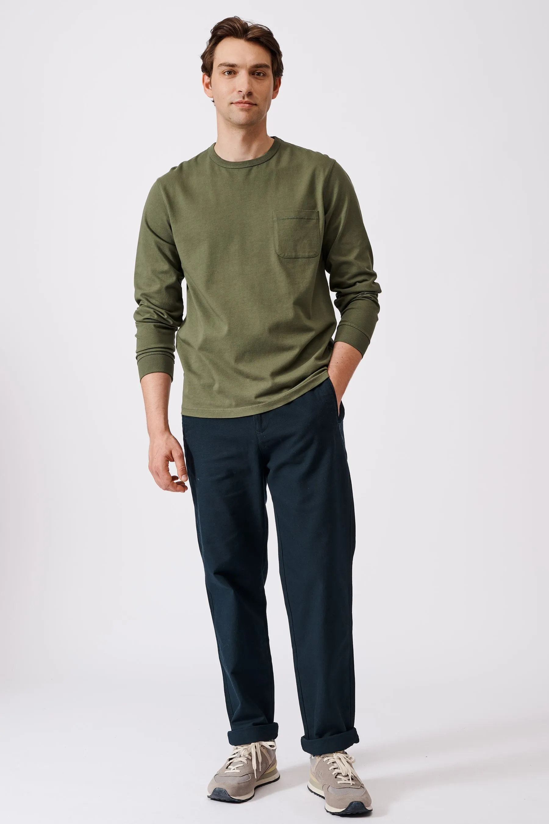 Aubin Chalk White Long Sleeve T-Shirt    