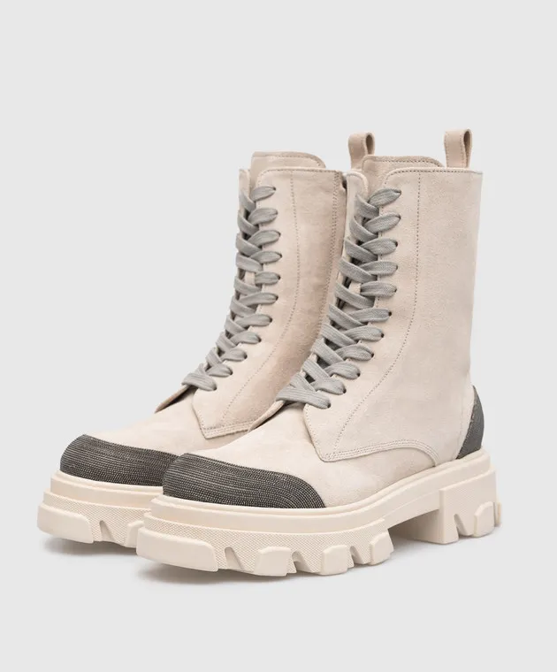 Babe Pay Pls Stivali in camoscio grigio con coulisse 761