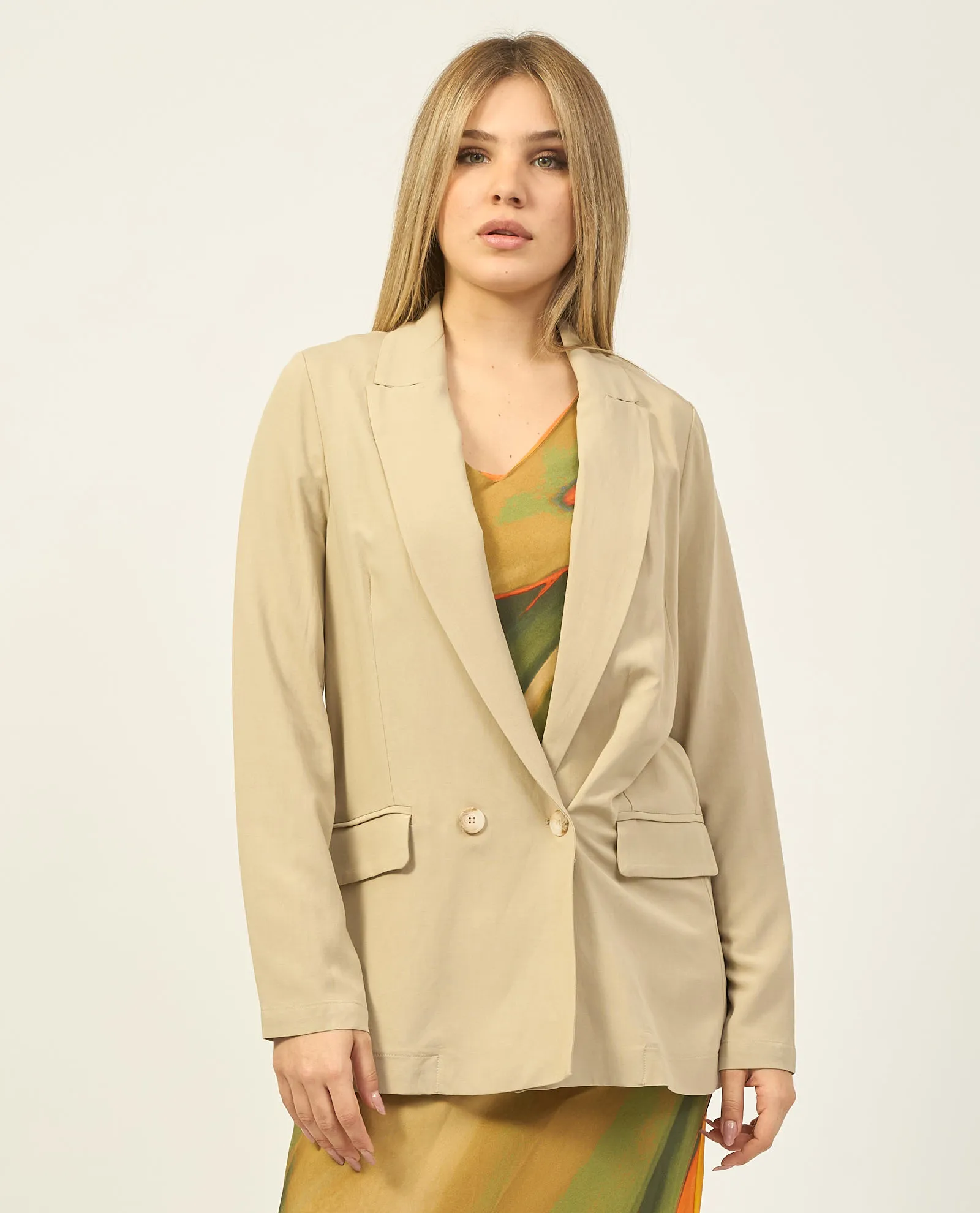 Blazer donna Fracomina regular doppiopetto in misto lino