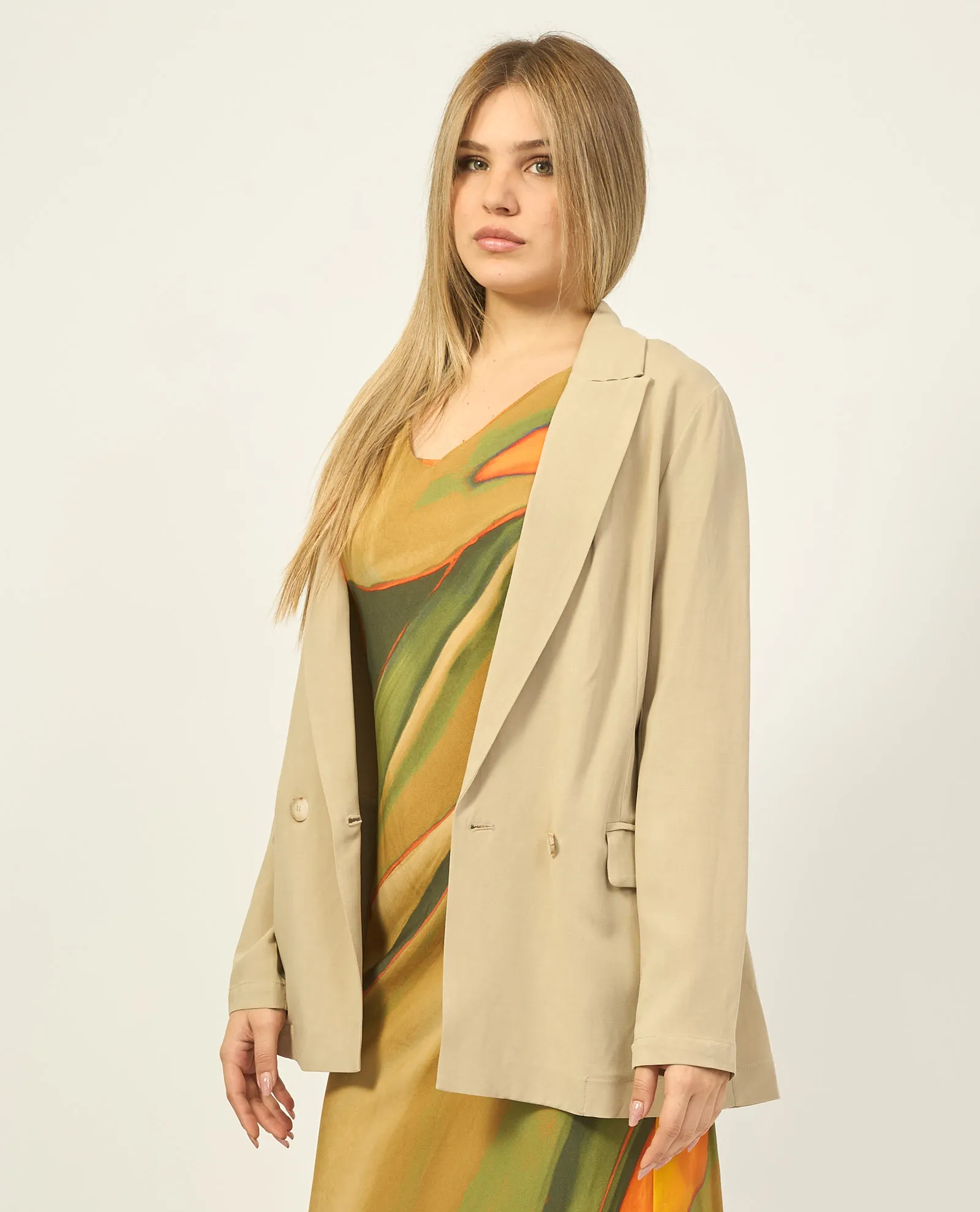 Blazer donna Fracomina regular doppiopetto in misto lino