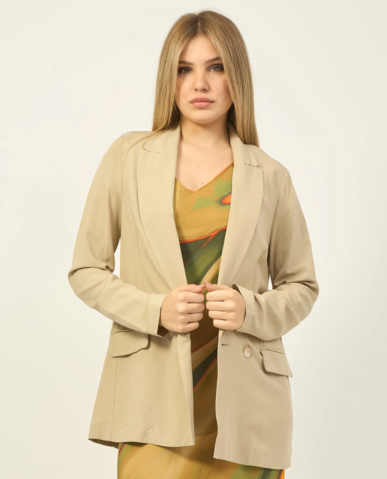 Blazer donna Fracomina regular doppiopetto in misto lino