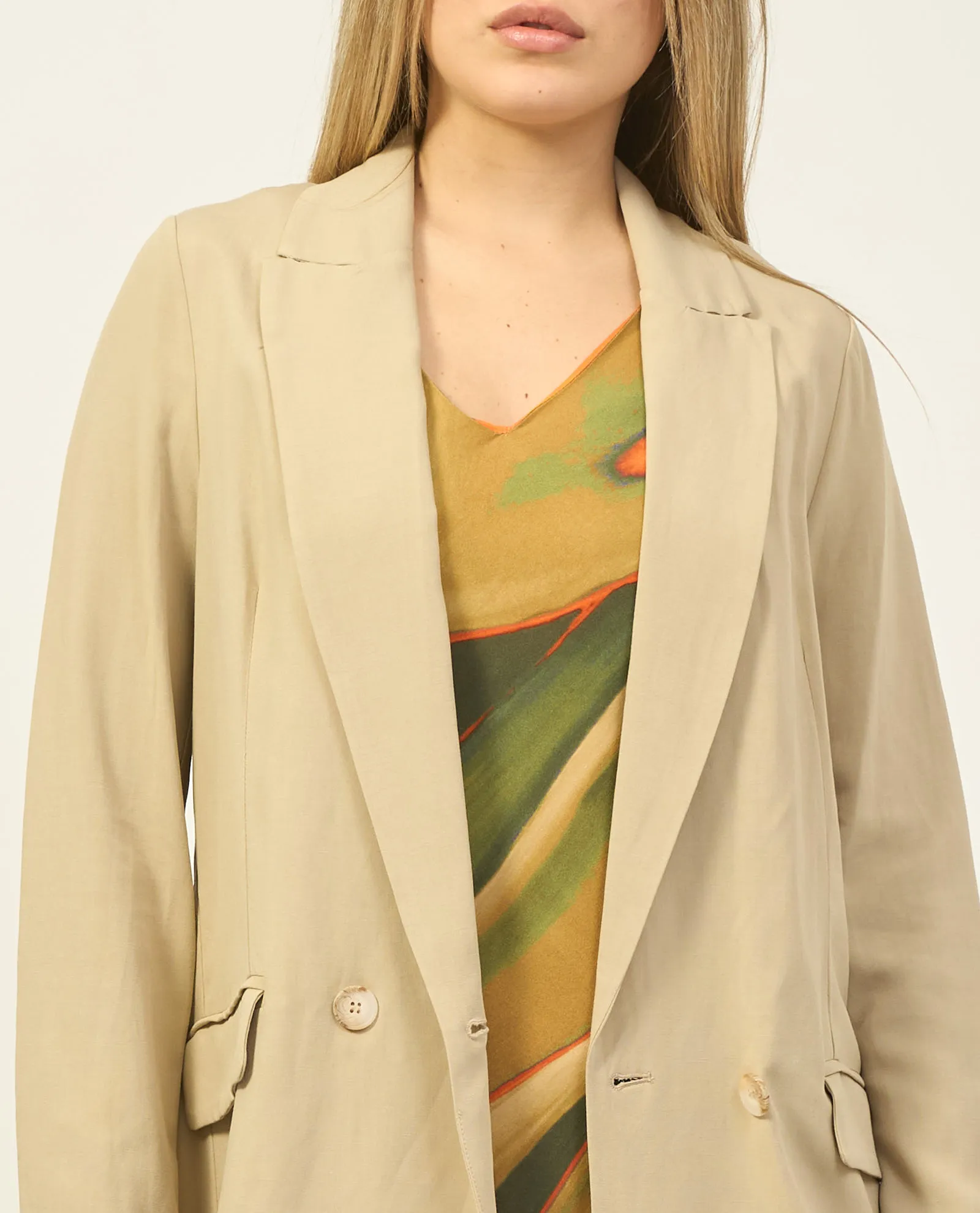 Blazer donna Fracomina regular doppiopetto in misto lino