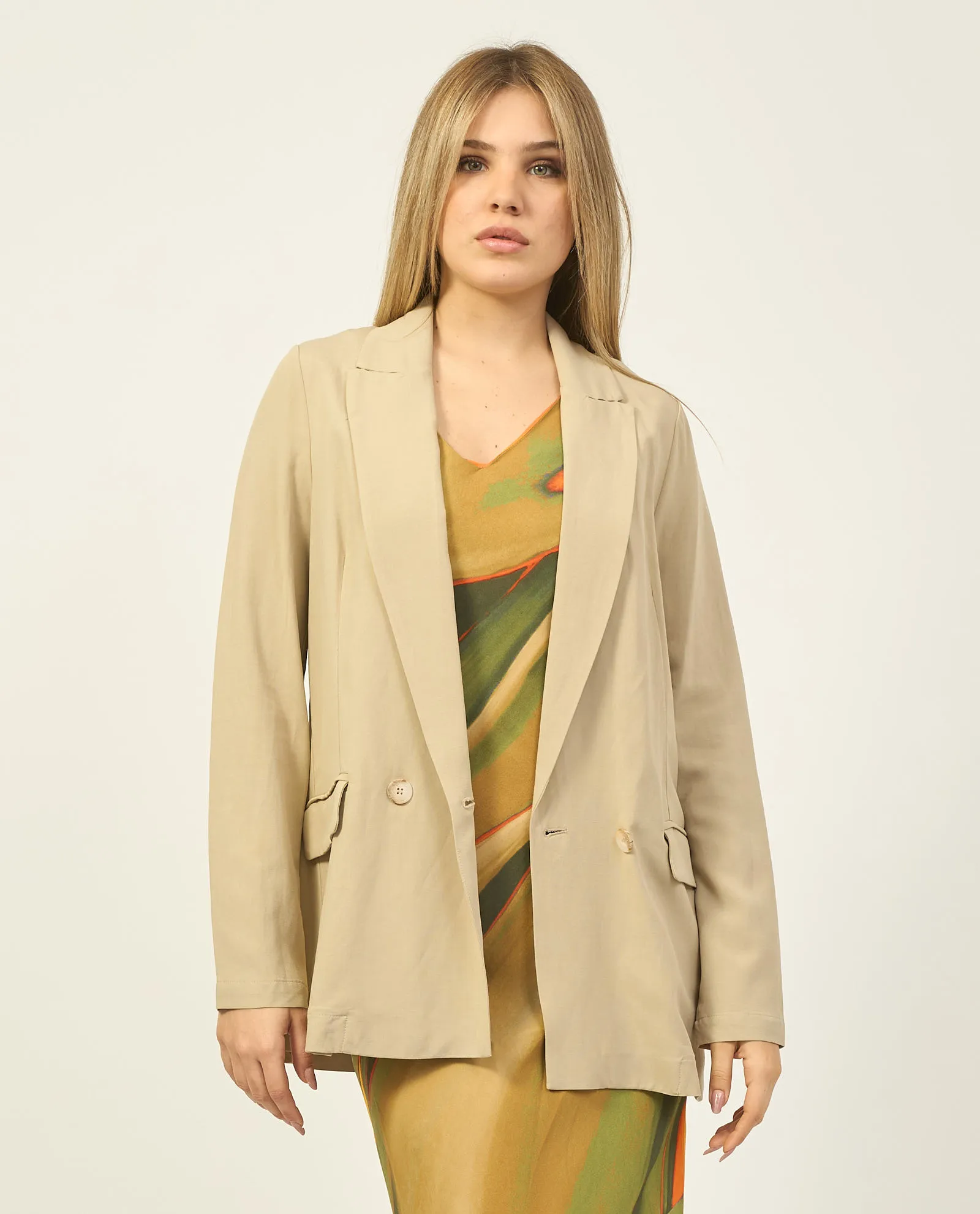 Blazer donna Fracomina regular doppiopetto in misto lino