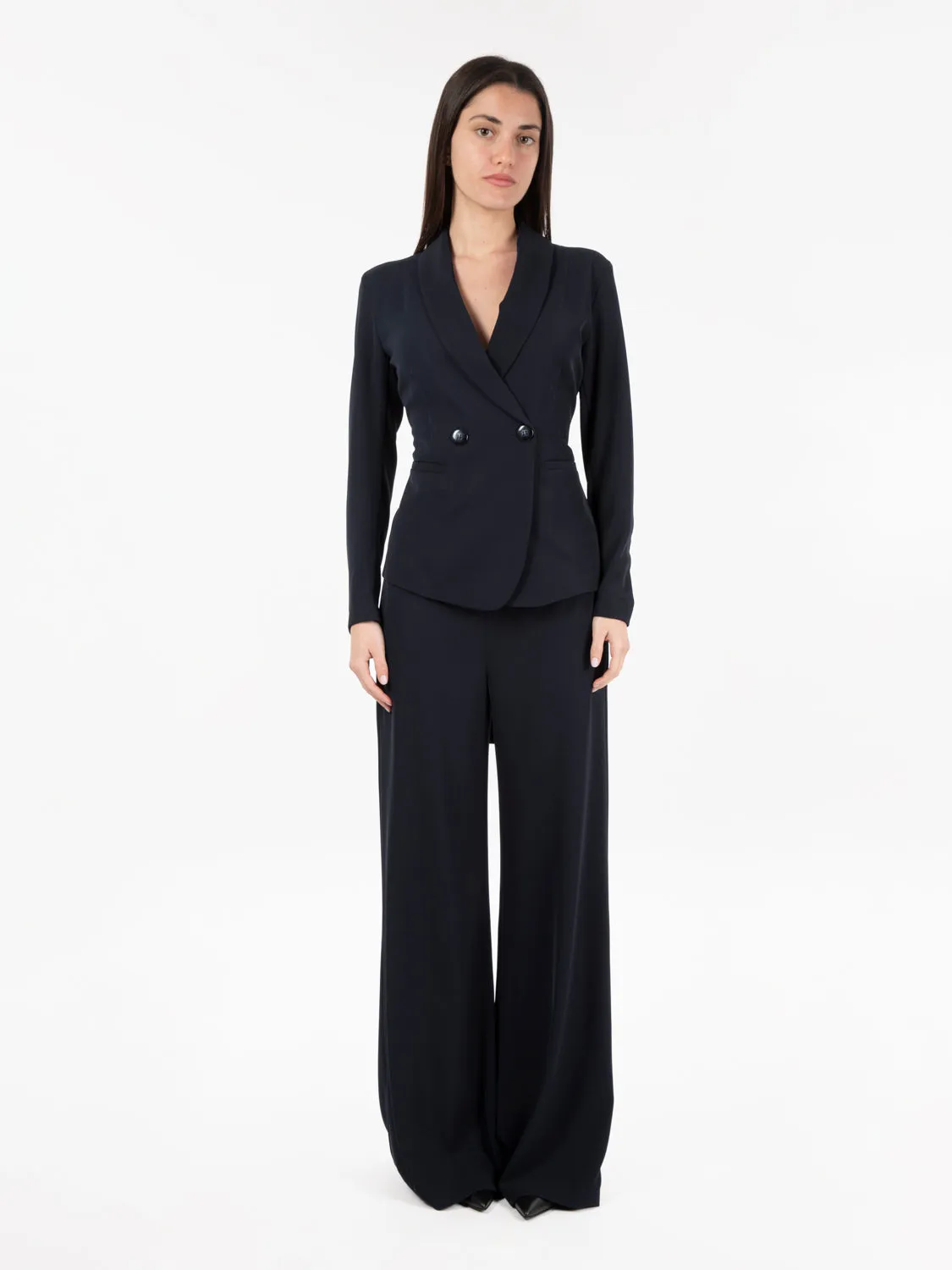 Blazer doppiopetto con fusciacca blu