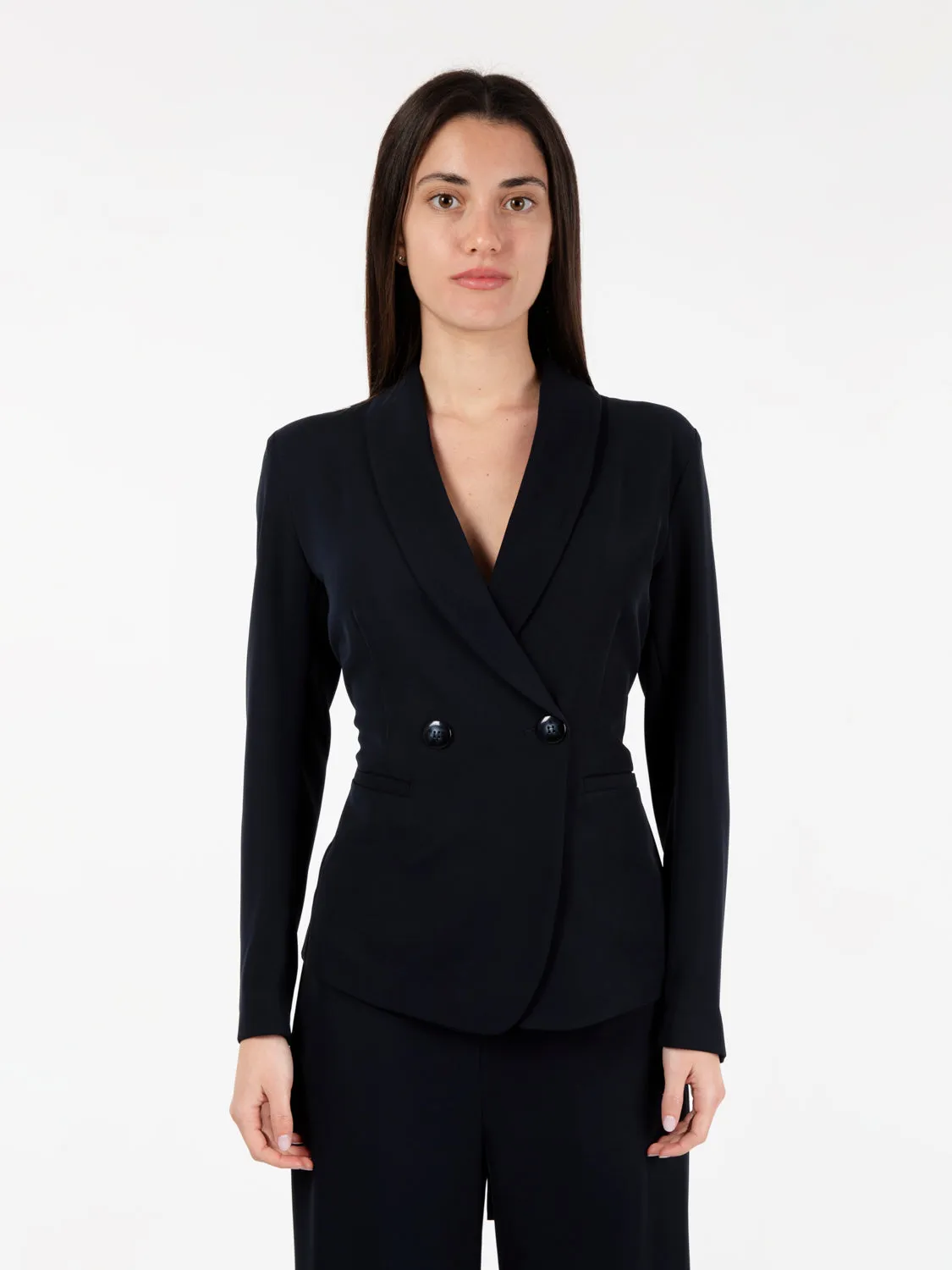 Blazer doppiopetto con fusciacca blu