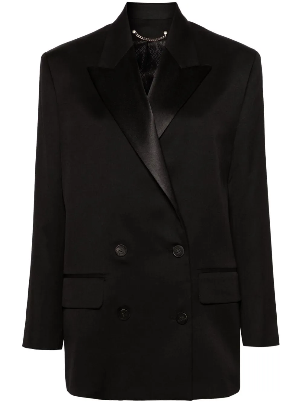 Blazer doppiopetto  con revers a lancia in nero- donna