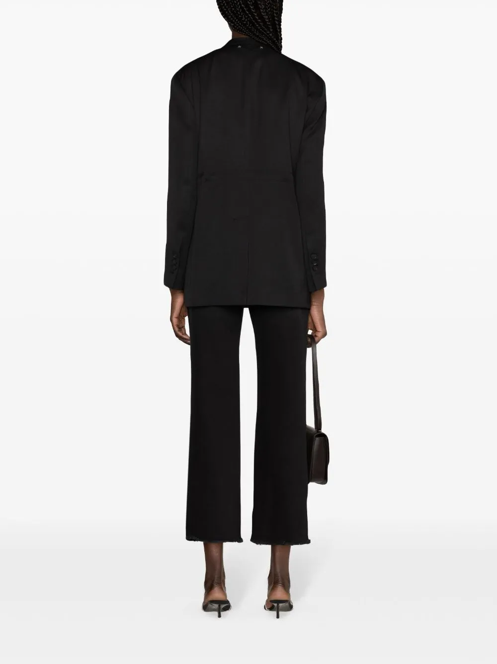 Blazer doppiopetto  con revers a lancia in nero- donna