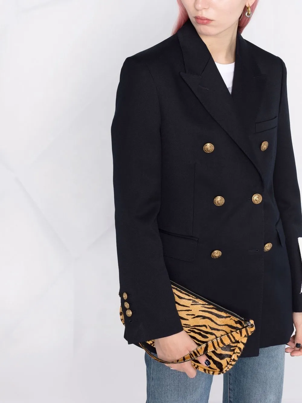 Blazer doppiopetto in blu scuro - donna