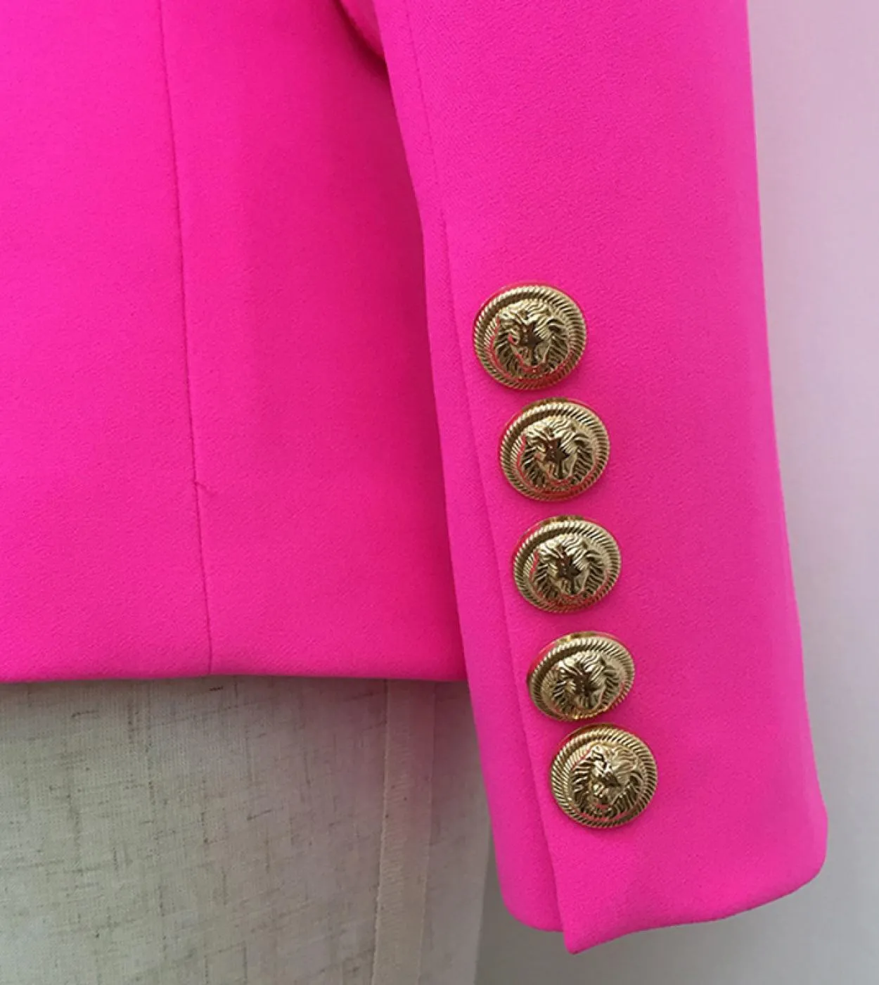 Blazer rosa fucsia arancione da donna da ufficio da donna bottoni doppiopetto oro rosa rosa autunno blazer da donna di nuova mod