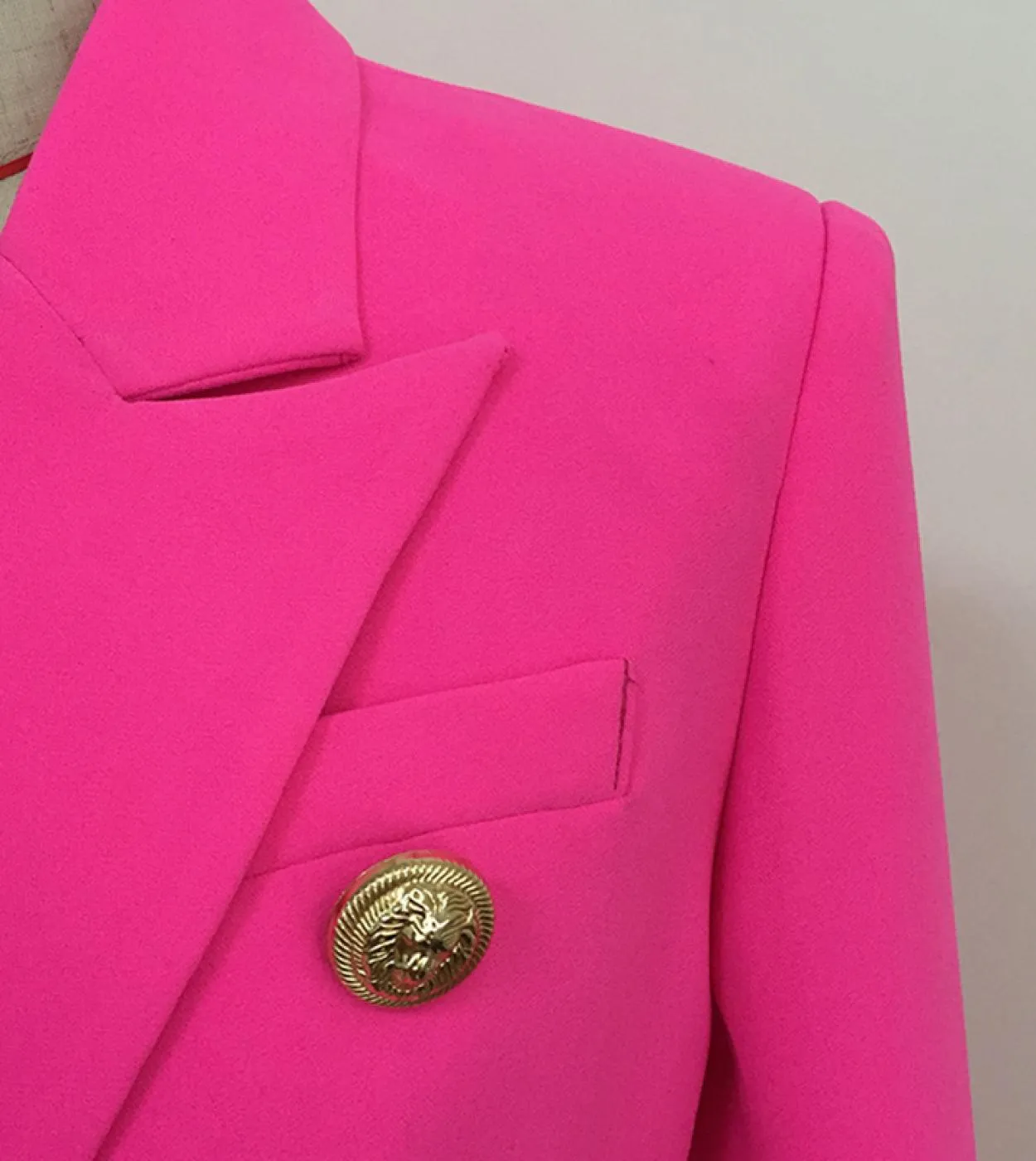 Blazer rosa fucsia arancione da donna da ufficio da donna bottoni doppiopetto oro rosa rosa autunno blazer da donna di nuova mod