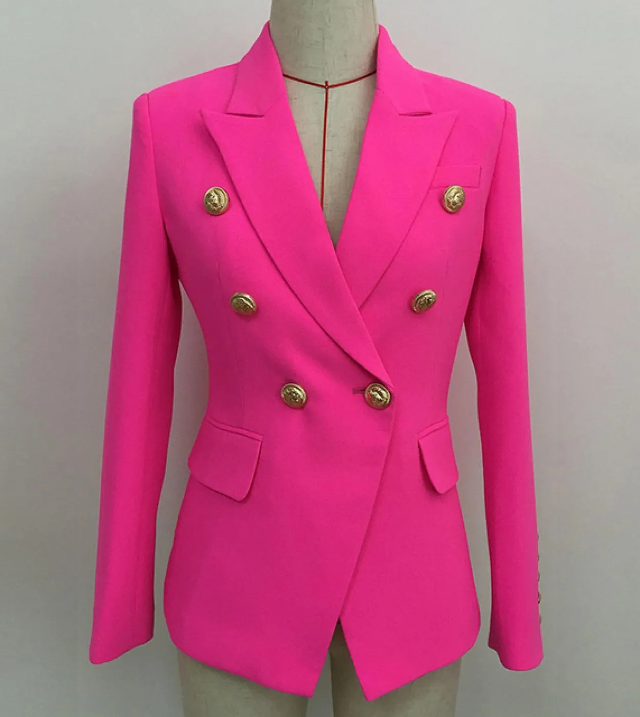 Blazer rosa fucsia arancione da donna da ufficio da donna bottoni doppiopetto oro rosa rosa autunno blazer da donna di nuova mod