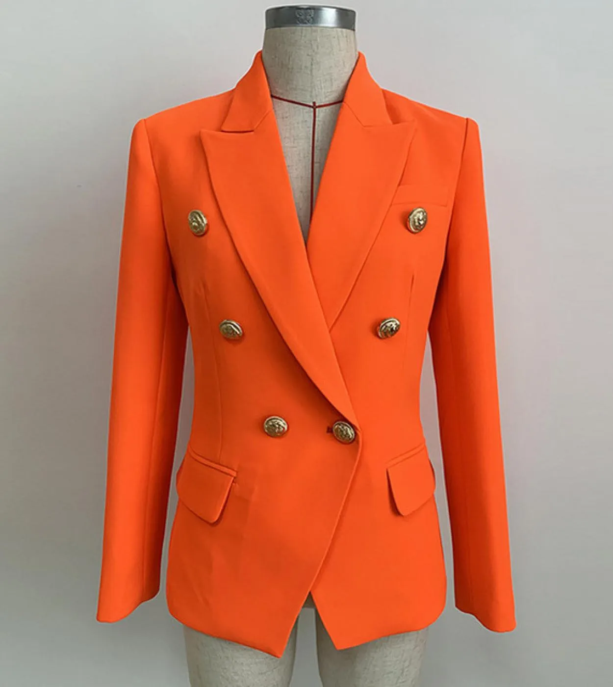 Blazer rosa fucsia arancione da donna da ufficio da donna bottoni doppiopetto oro rosa rosa autunno blazer da donna di nuova mod