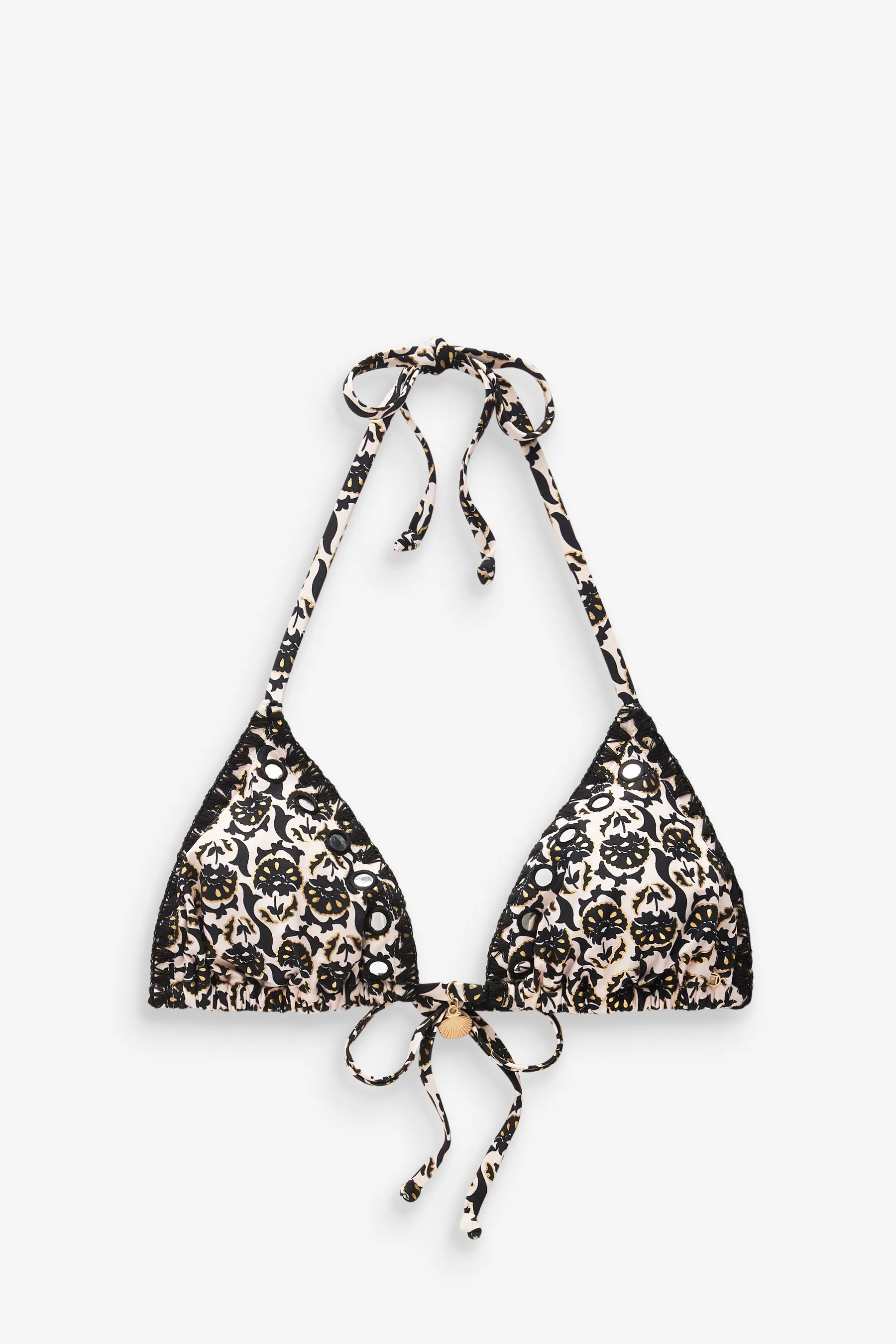 Blocchi di legno Nero/écru laminati  - Top bikini con ciondolo