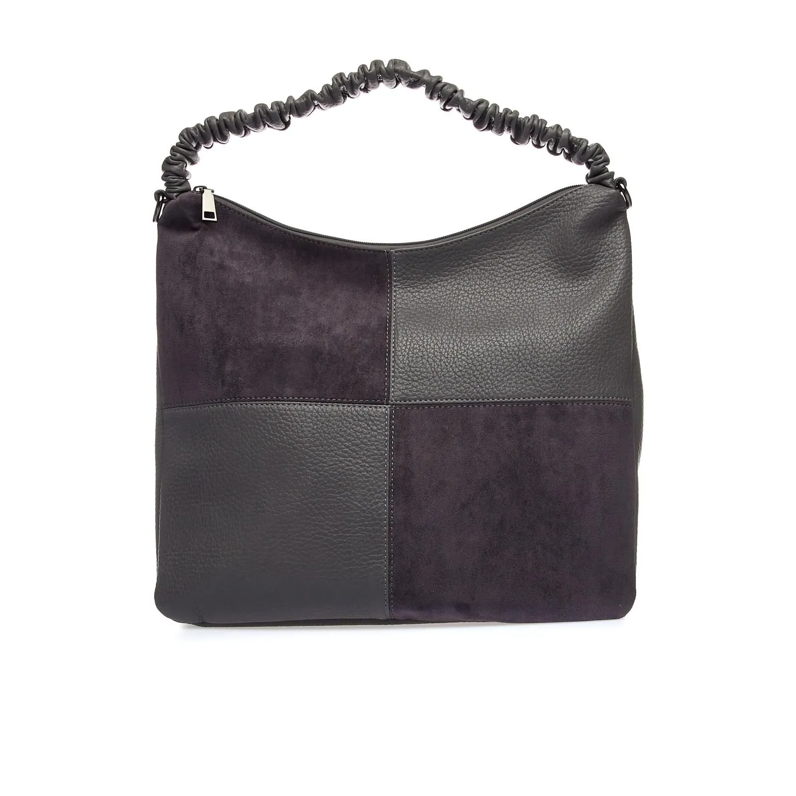 Borsa a spalla grigia con dettaglio patch