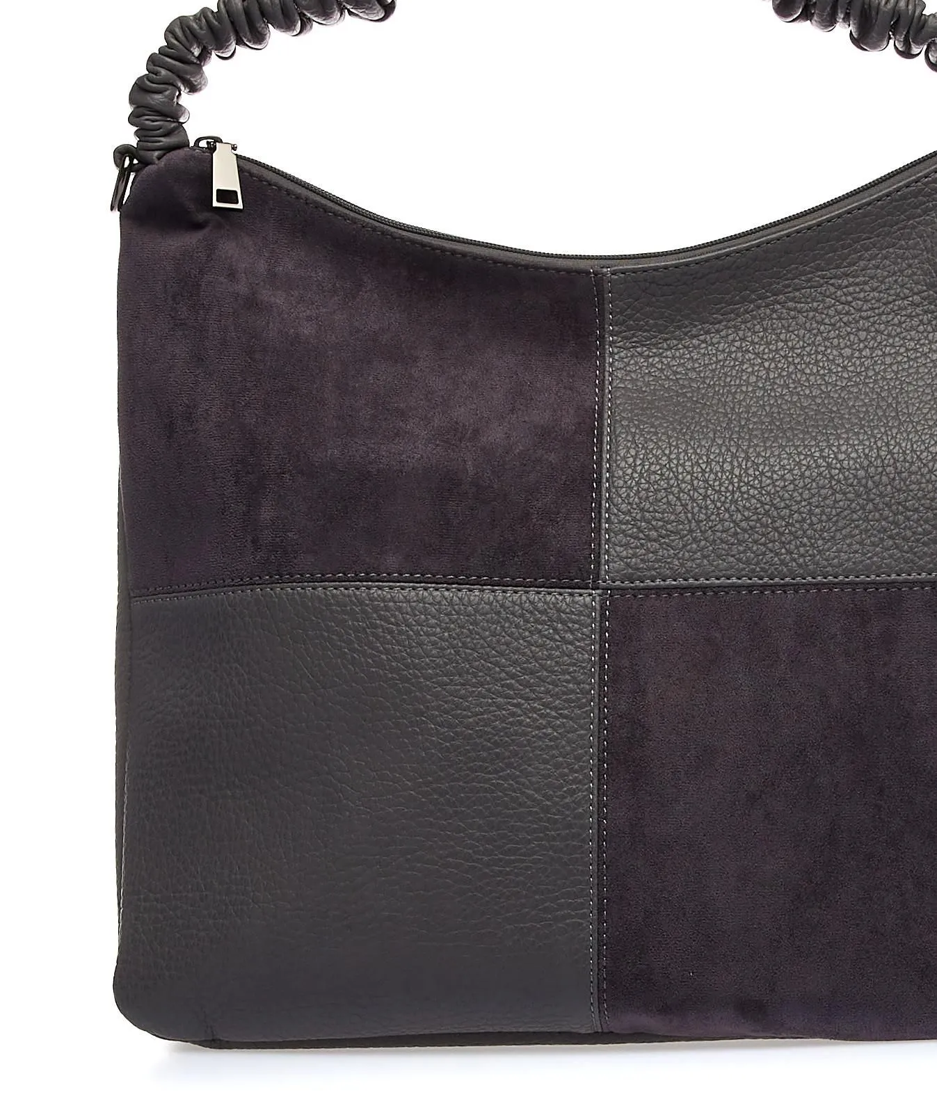 Borsa a spalla grigia con dettaglio patch