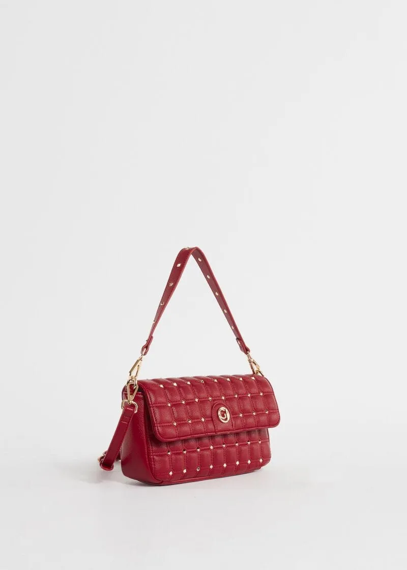 Borsa a spalla matelassé con borchie