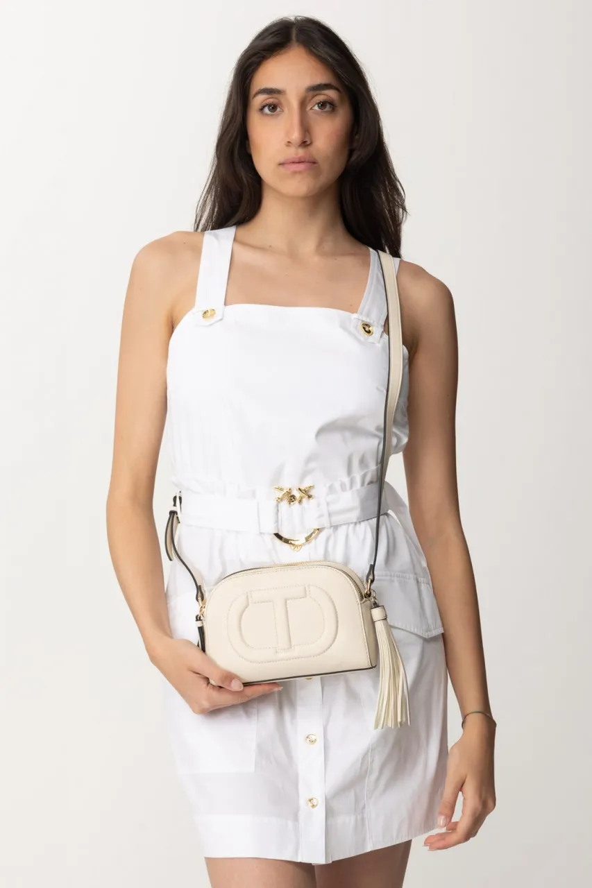 Borsa a tracolla piccola con Oval T e nappa PARCHMENT