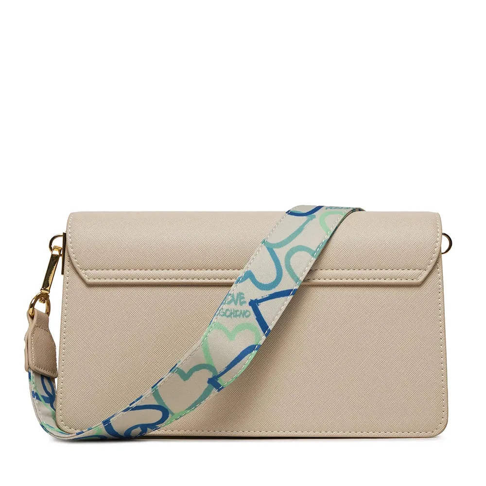 Borsa Donna a Spalla con Tracolla LOVE MOSCHINO linea Smart Daily Jelly Logo Avorio