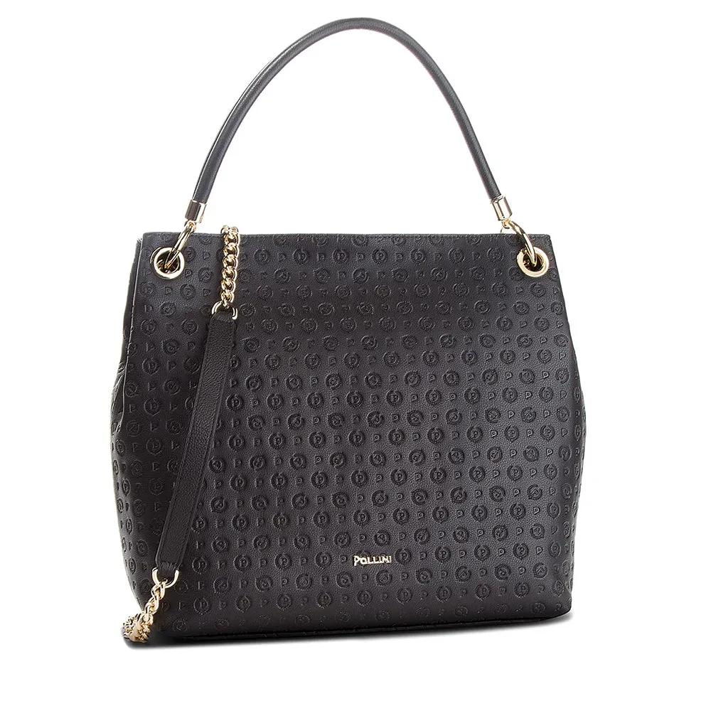 Borsa Donna Hobo POLLINI linea Heritage Embossed Nero