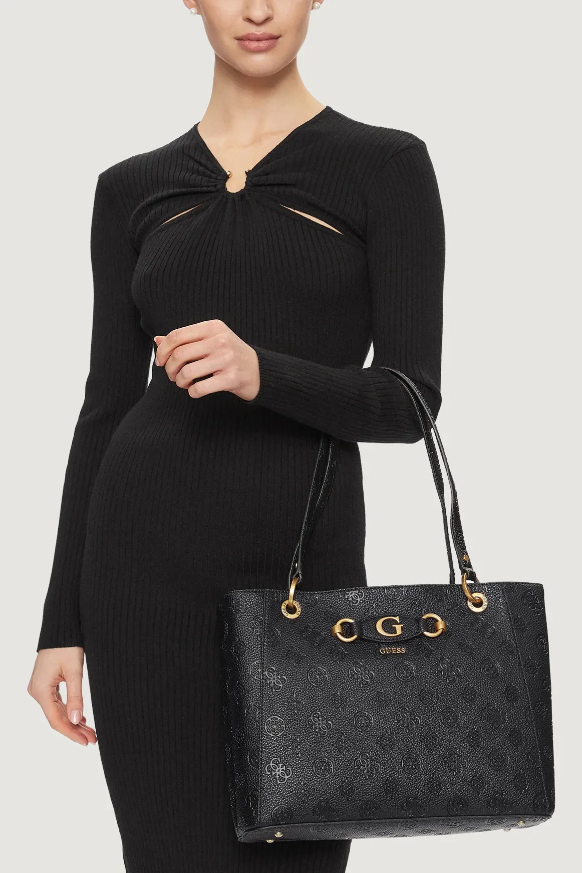 Borsa Guess IZZY PEONY NOEL TOTE Nero