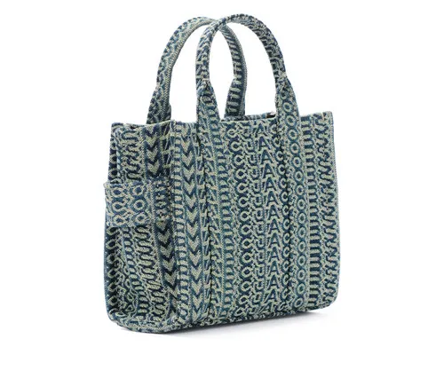 Borsa Marc Jacobs The Mini Monogram Tote Bag in denim blu