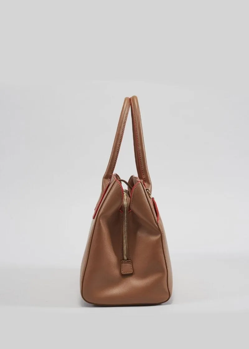 Borsa top handle con placca smaltata