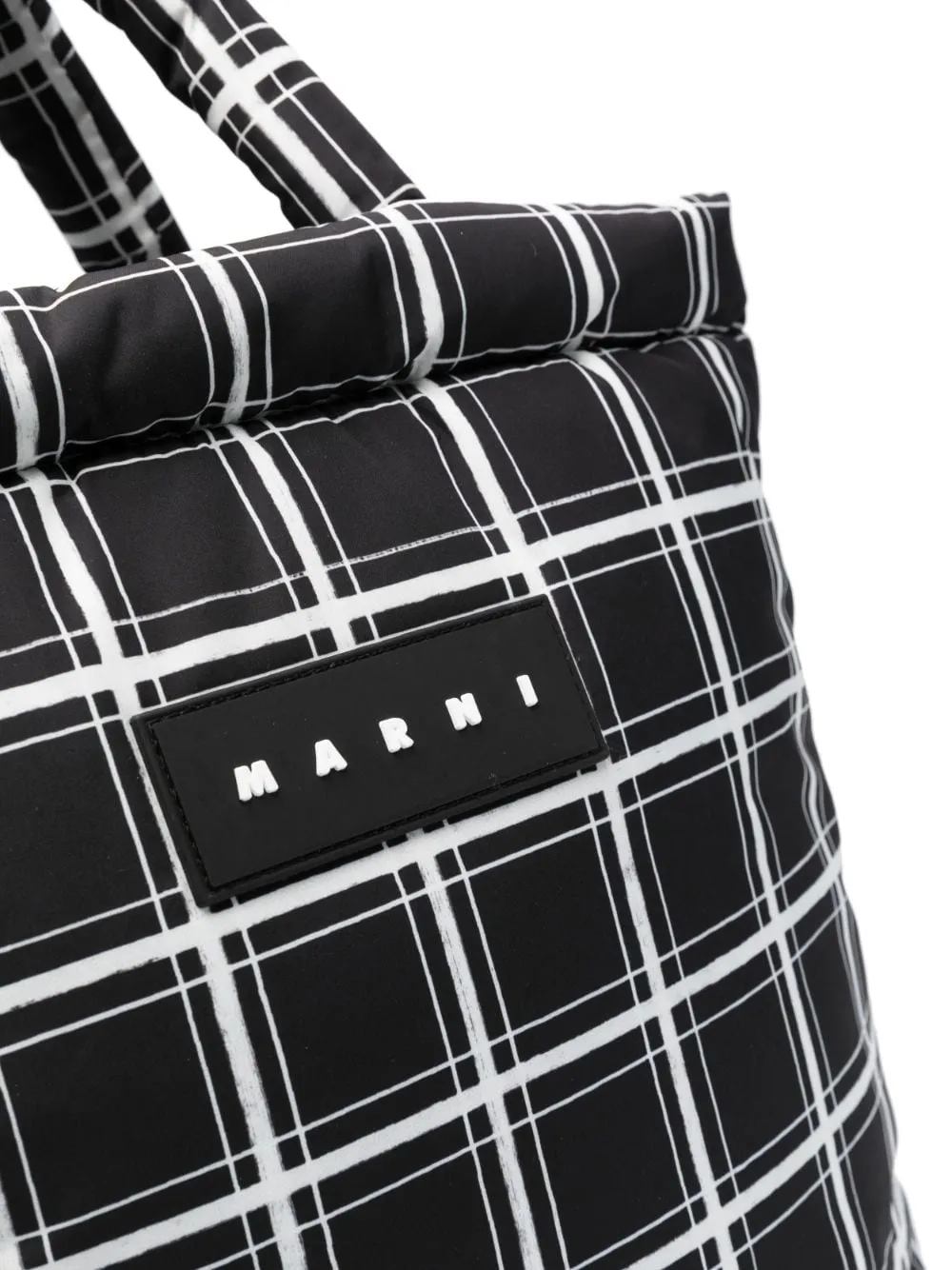 Borsa tote a quadri in  nero - uomo