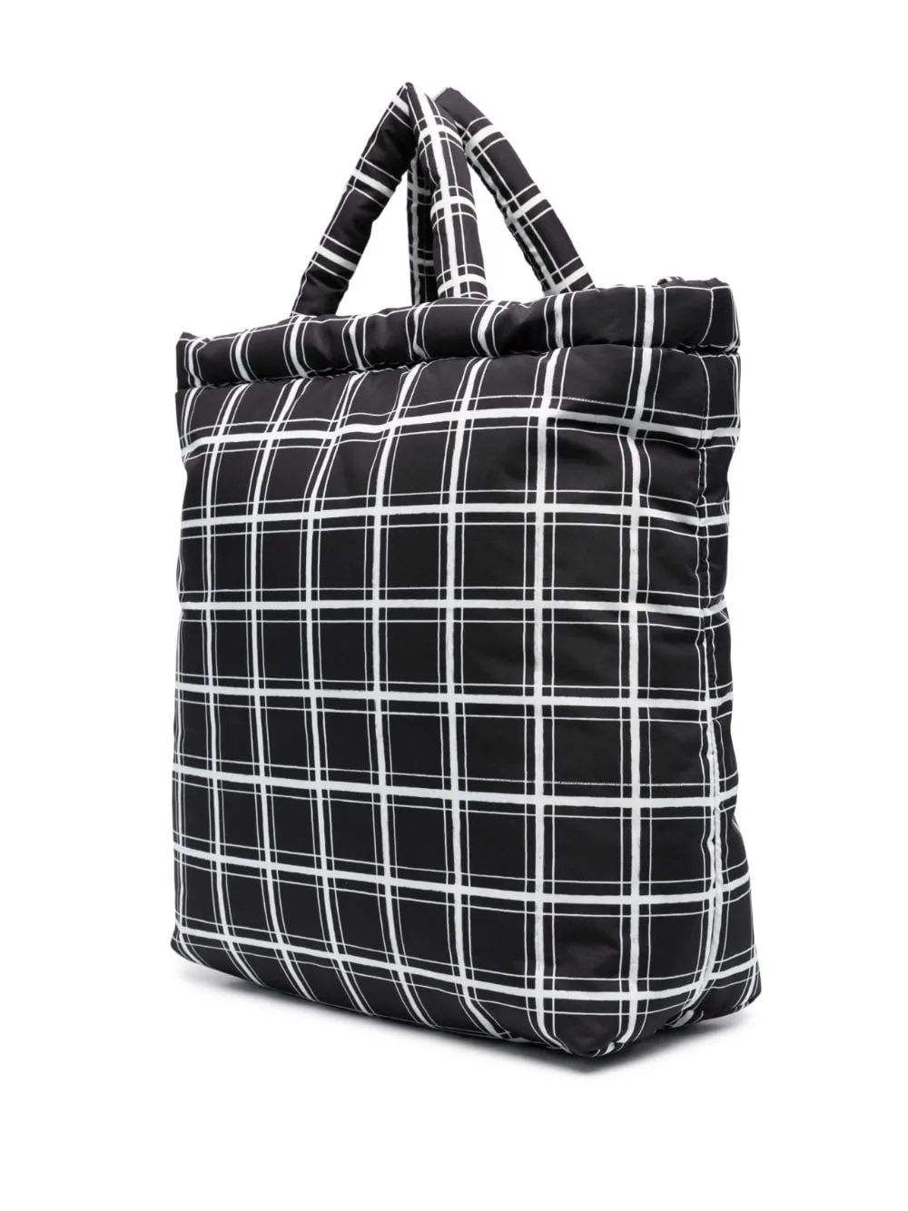 Borsa tote a quadri in  nero - uomo