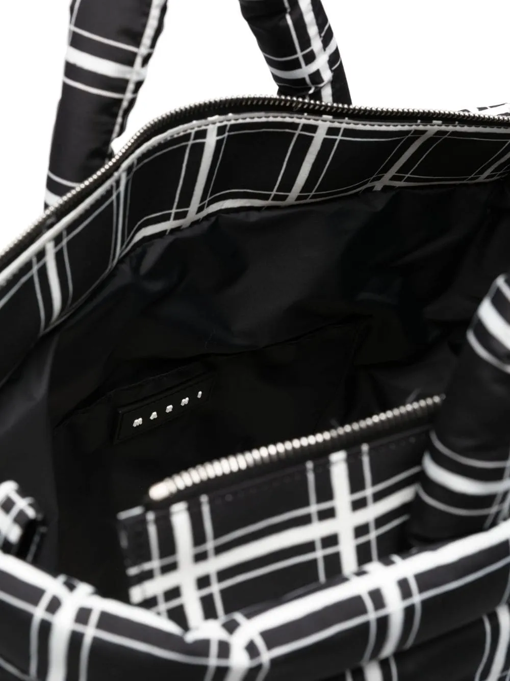 Borsa tote a quadri in  nero - uomo