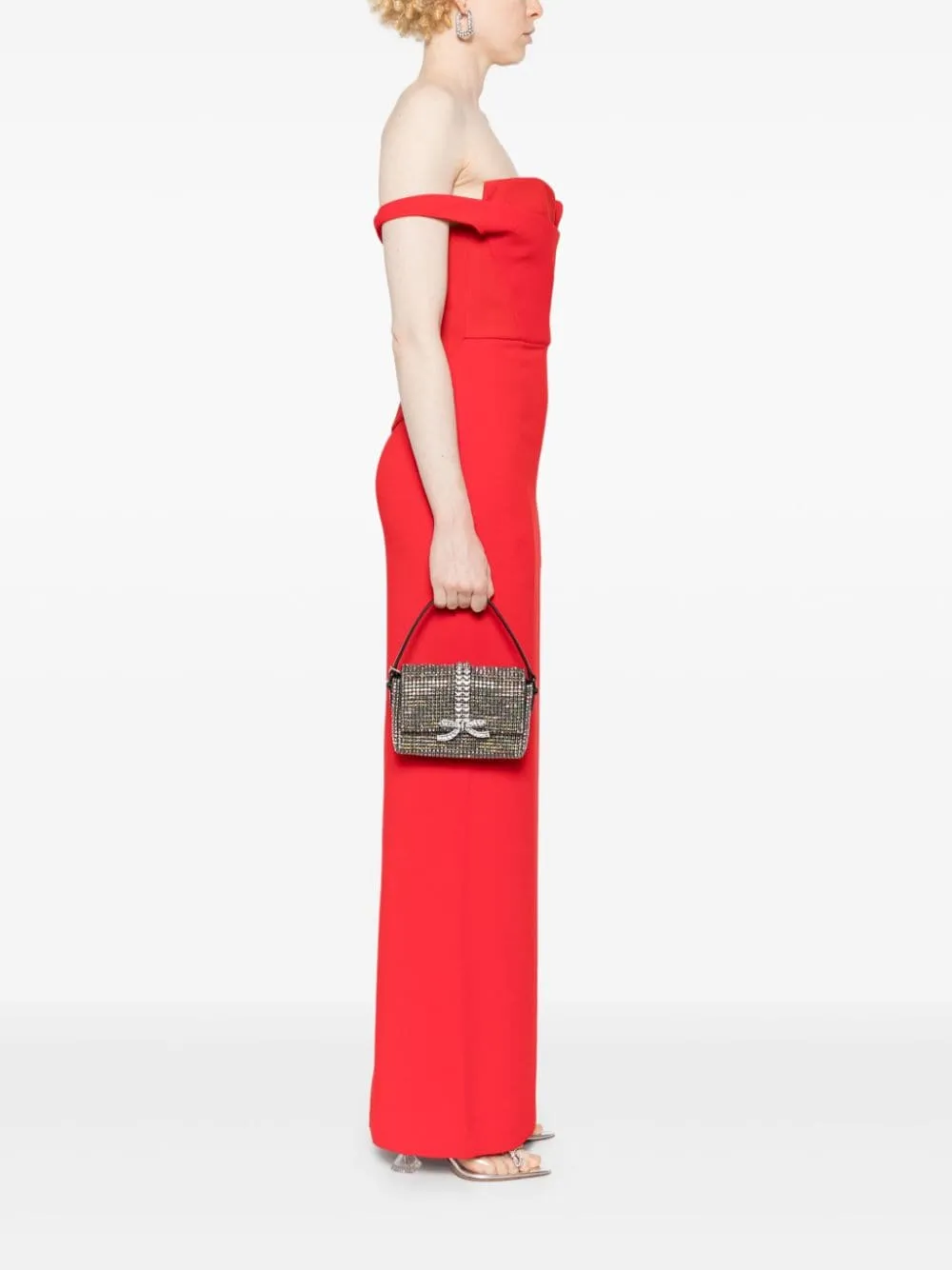 Borsa tote con cristalli in argento Self-Portrait - donna