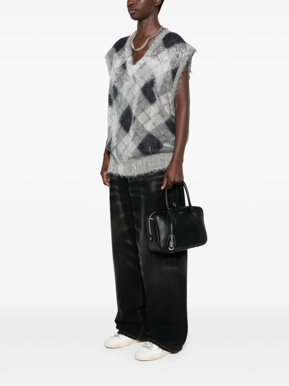 Borsa tote con stampa in nero Golden Goose - donna