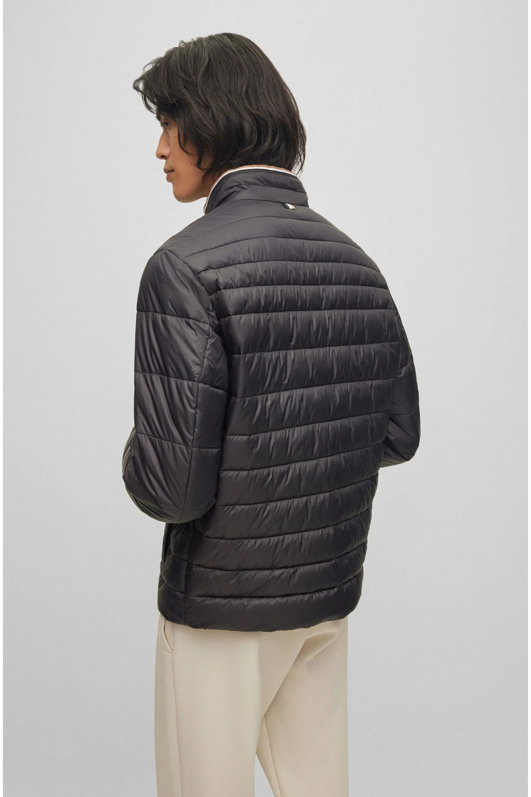 BOSS Water Repellent 3D Tape Logo Padded Quilted Jacket    