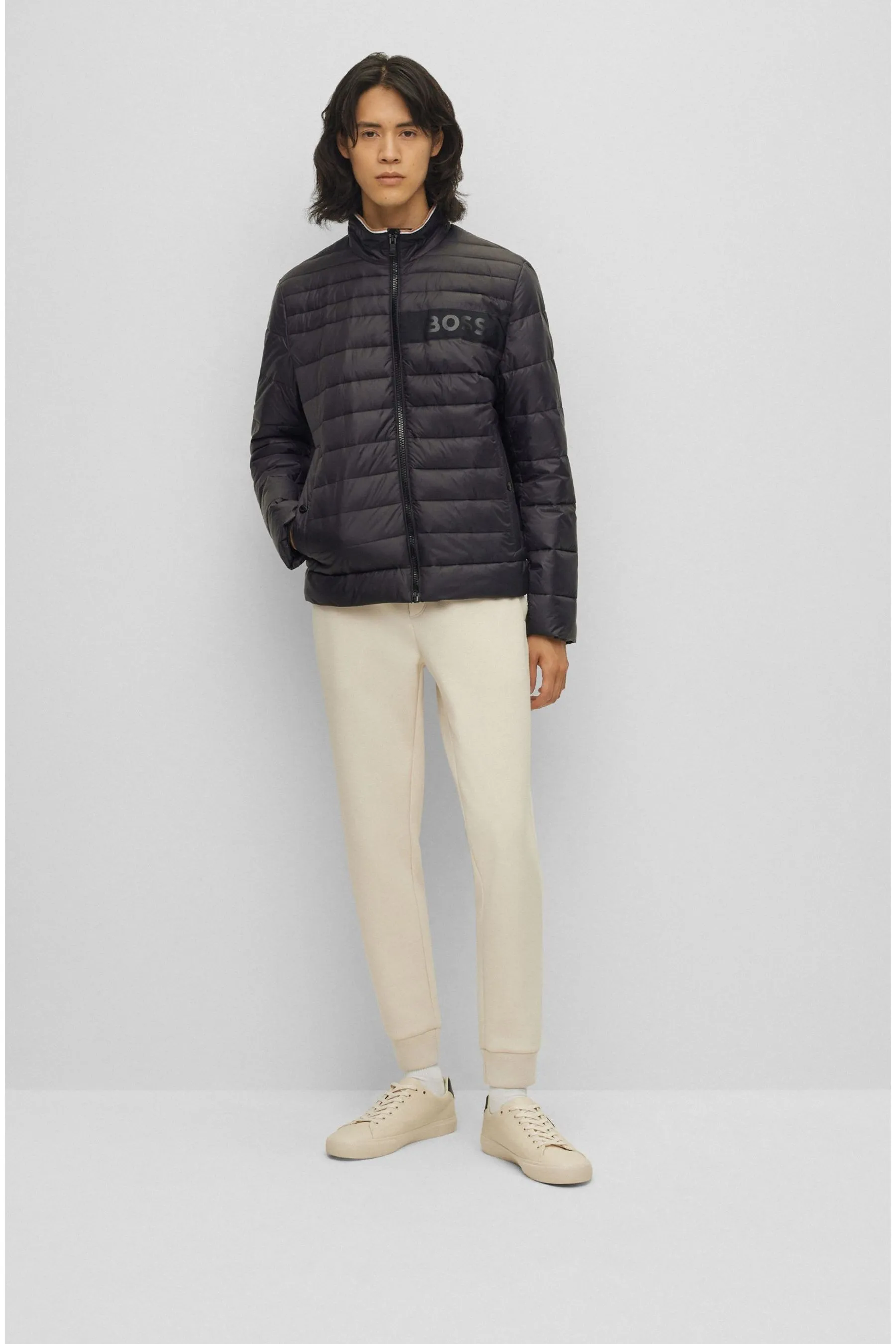 BOSS Water Repellent 3D Tape Logo Padded Quilted Jacket    