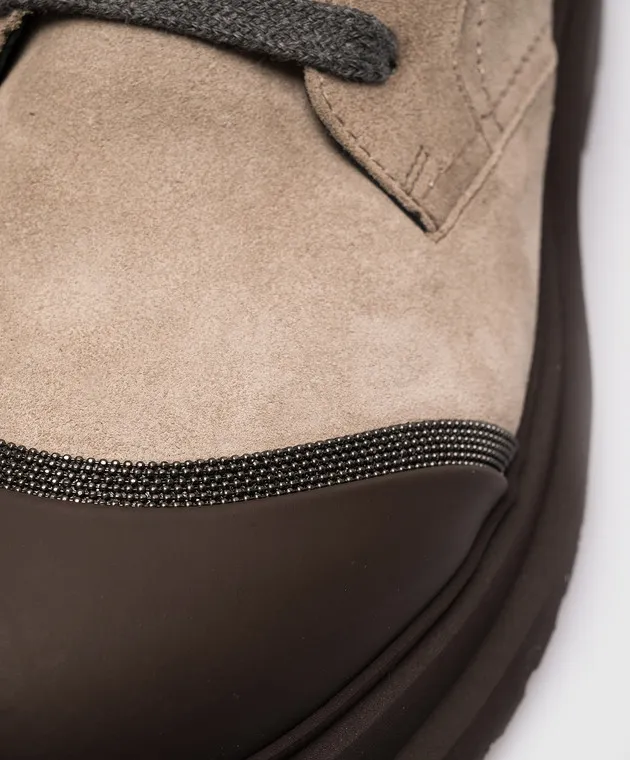 Brunello Cucinelli Stivali in camoscio beige con coulisse MZSFG2518