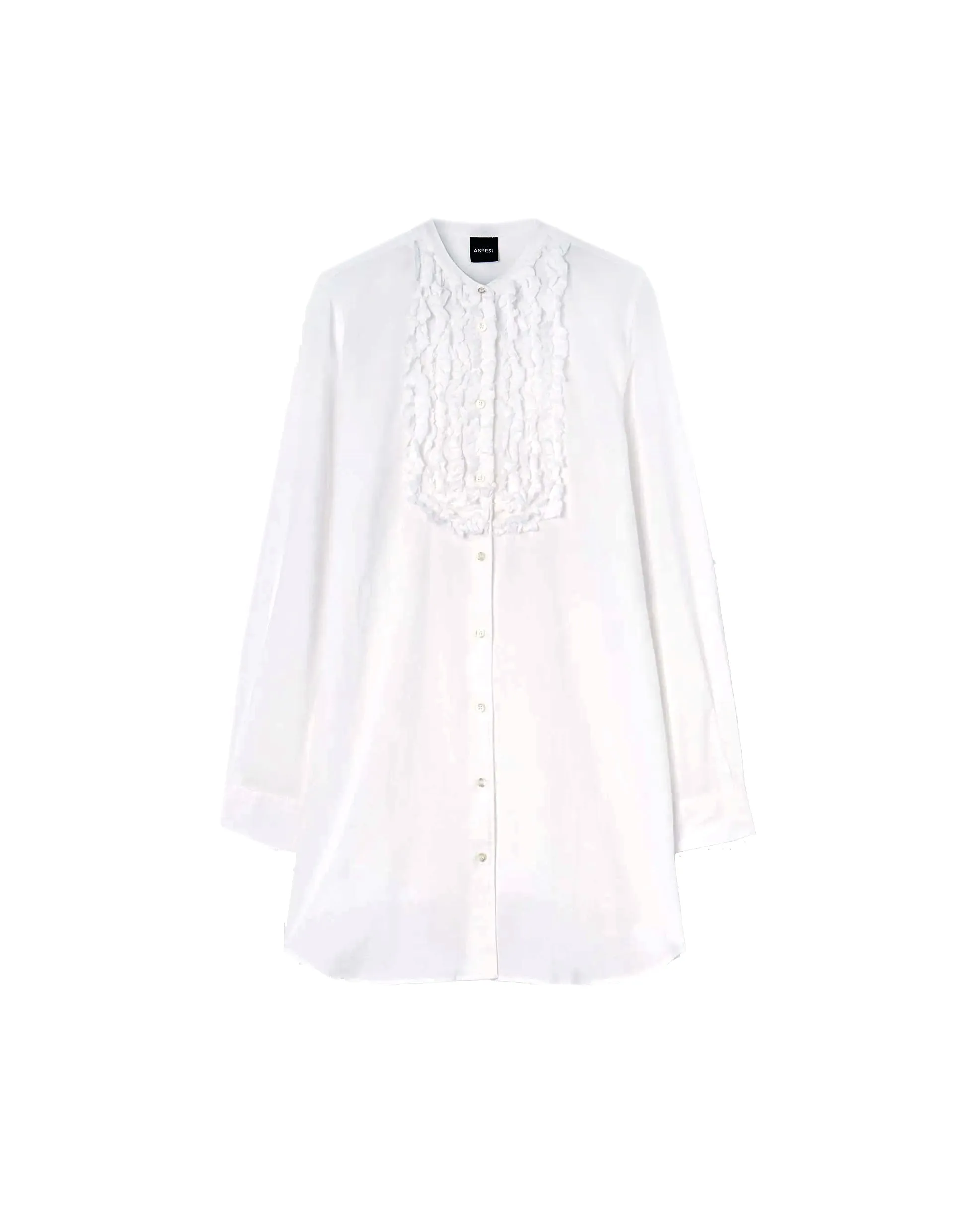 Camicia chambray bianca rouches