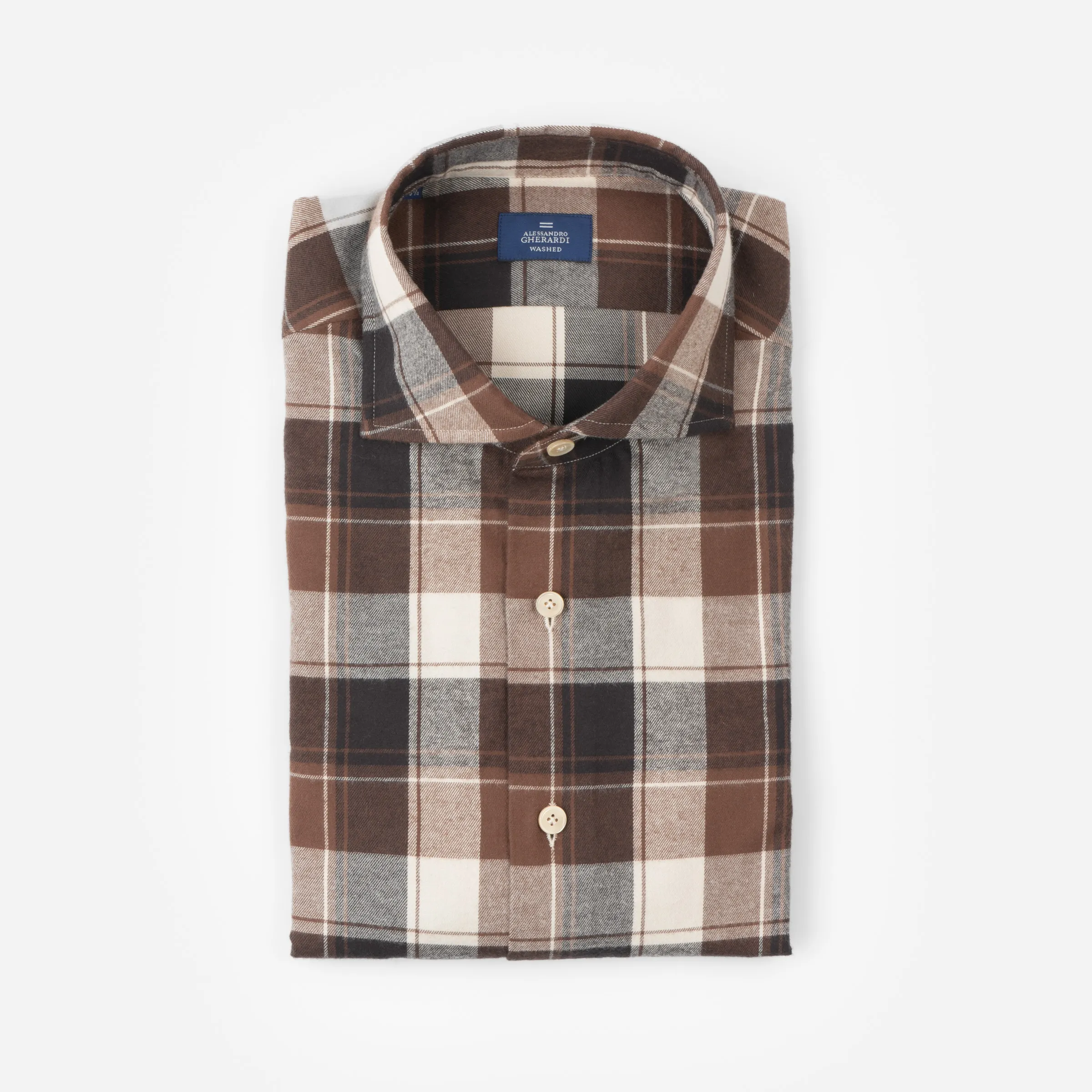 Camicia cotone check marrone