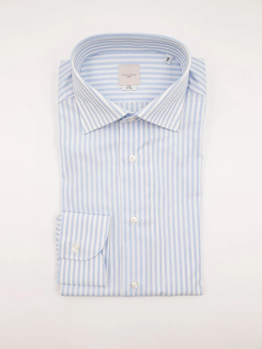 Camicia Four Stroke in Cotone a Righe Bianca e Azzurra