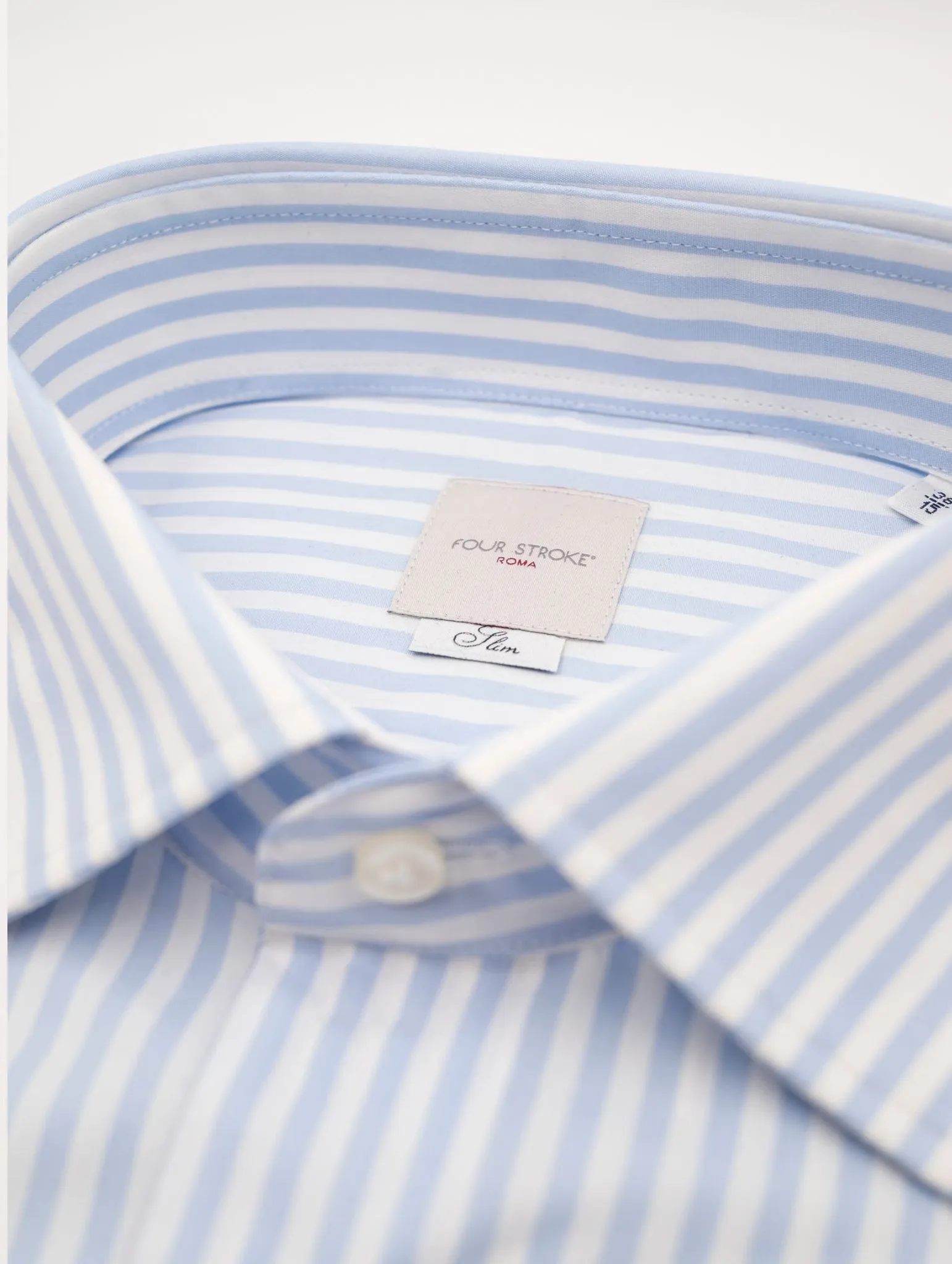 Camicia Four Stroke in Cotone a Righe Bianca e Azzurra