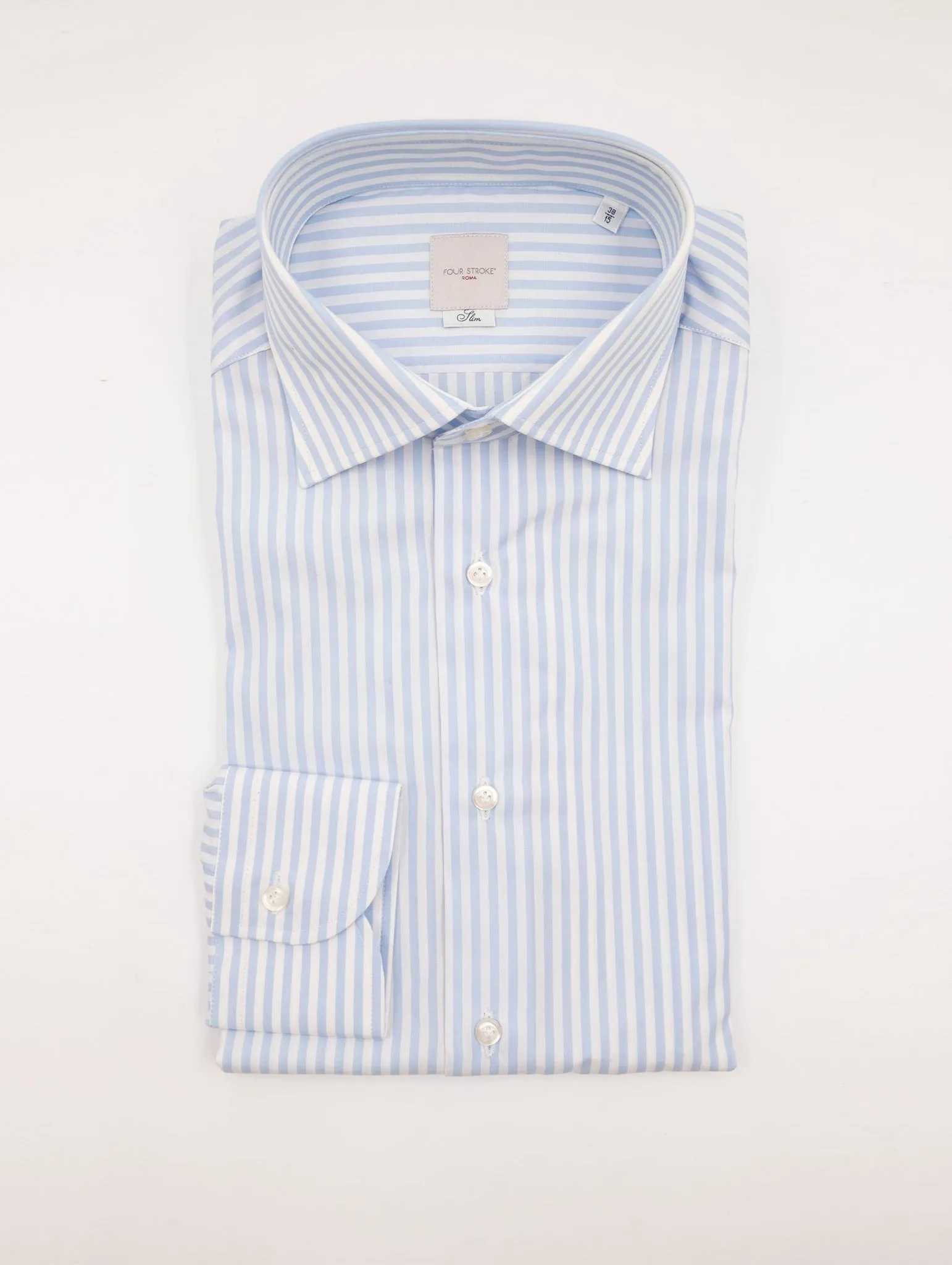 Camicia Four Stroke in Cotone a Righe Bianca e Azzurra