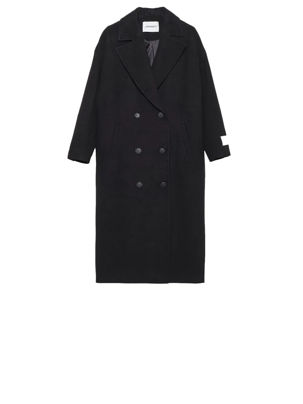 Cappotto In Panno Lungo Con Etichetta - Nero