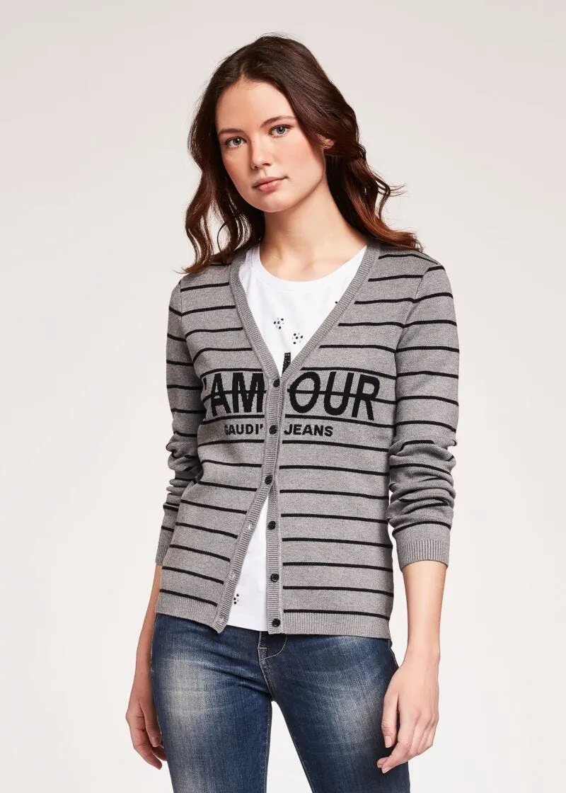 Cardigan a righe jacquard